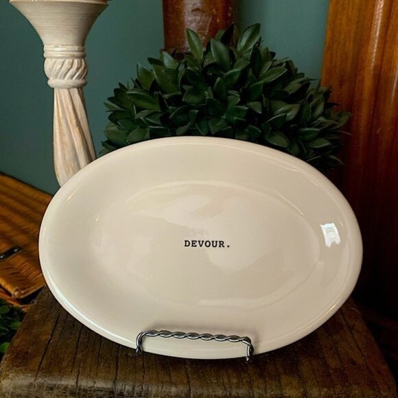 Rae‎ Dunn Typewriter Print Devour Oval Plate - Picture 1 of 2